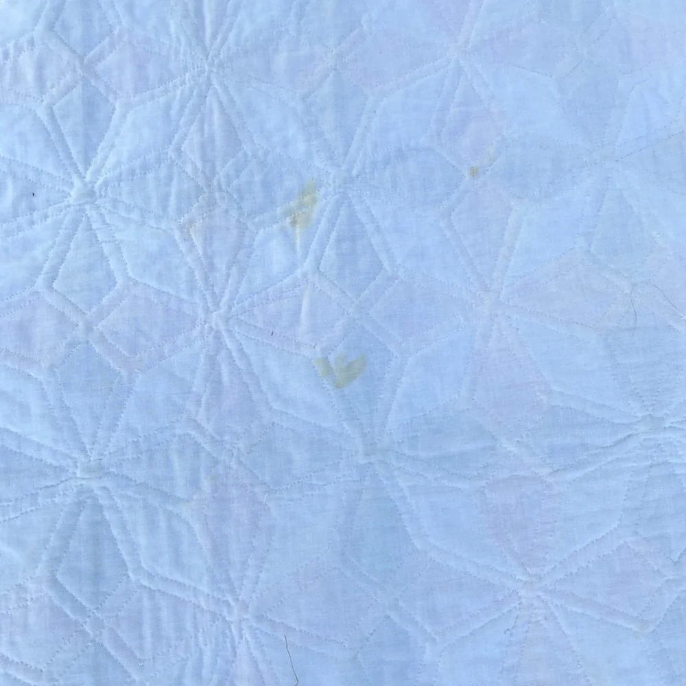 Vintage Handmade Patchwork Quilt Star‎ Geometric Orange Brown Calico 70s Retro - Picture 10 of 15
